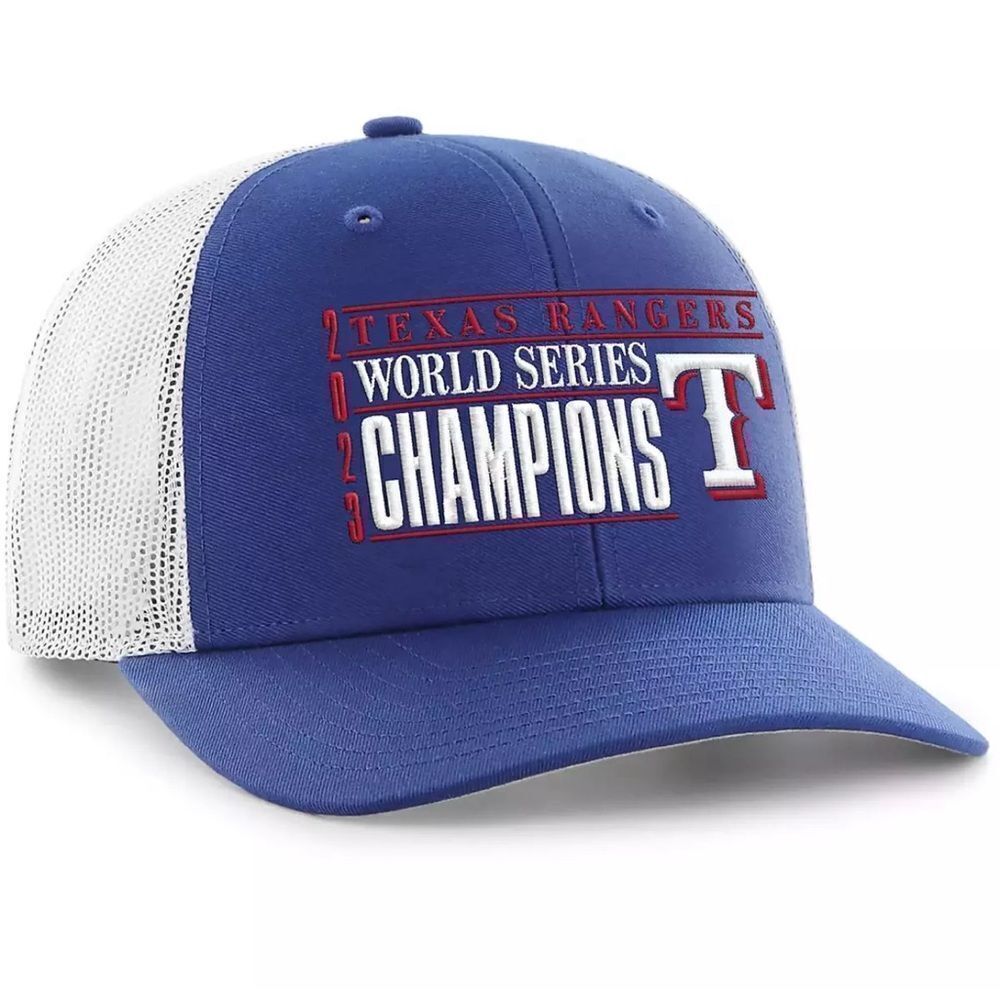 47 Brand Texas Rangers 2023 World Series Champion Trucker Hat Cap Adjust…